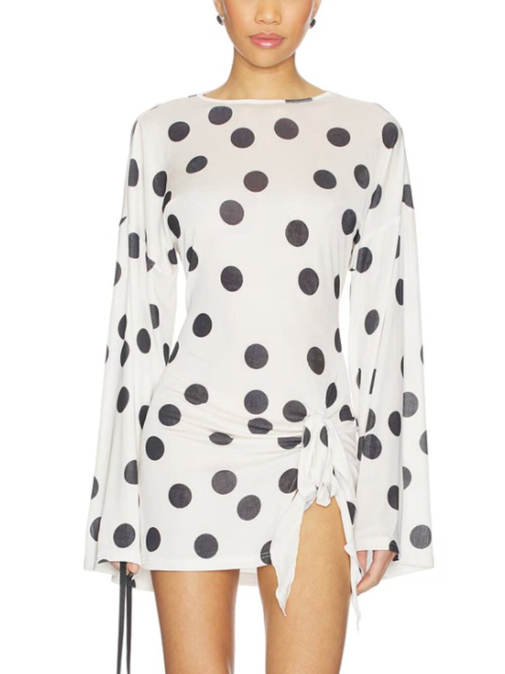 Lioness White Mini Dress with Black Polka Dots